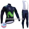 Set Fietsshirt Lange Mouw + Lange Koersbroek 2017 Movistar Team N001 Winter Thermal Fleece